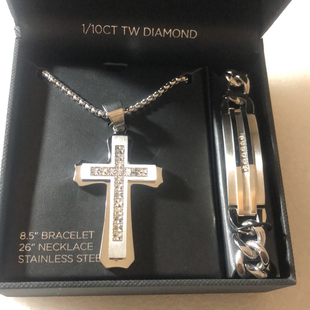 American exchange premium Diamond -men’s bracelet & Necklace - Picture 2 of 15